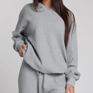 🤑PRICE FIRM🥰 NIP!❤️ COMFRT WAFFLE LOUNGE CREW LONG SLEEVE TOP Light Gray M